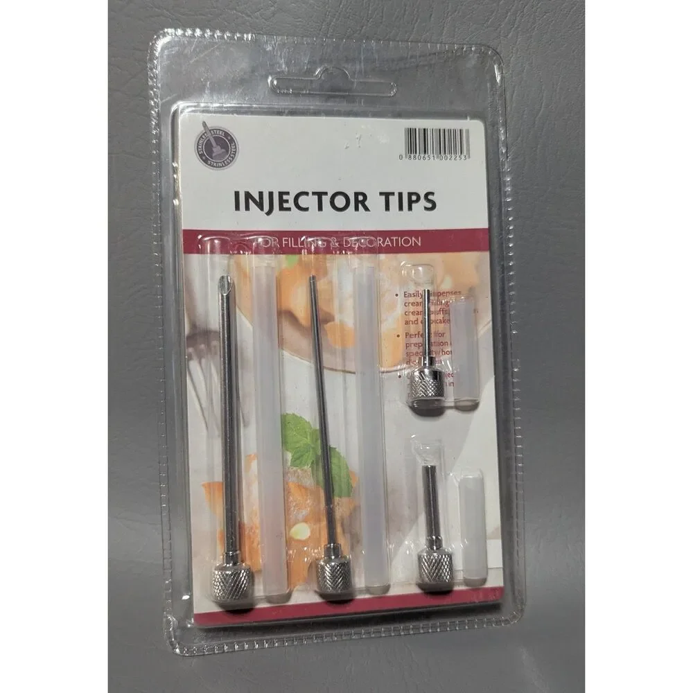 NEW - Stainless Steel Injector Tips Set Marinade Meat Turkey Filling Decorating